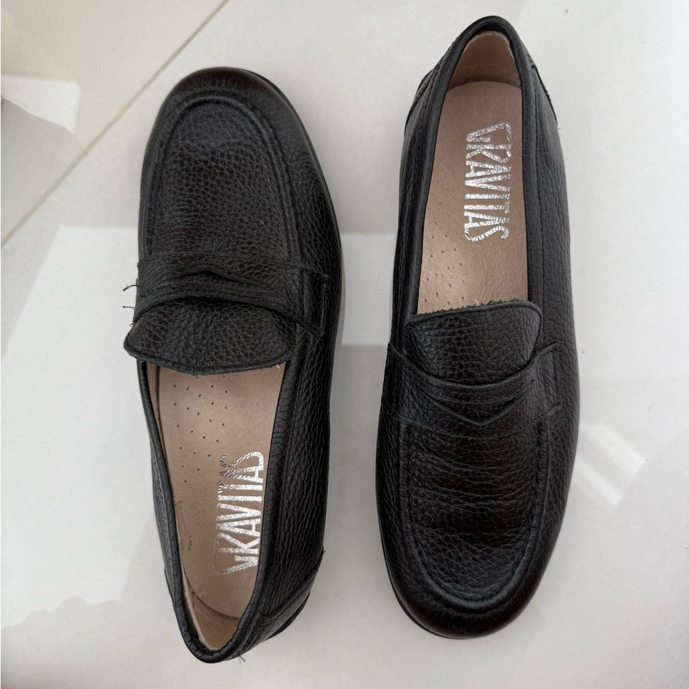 Gravitas boys black leather loafers